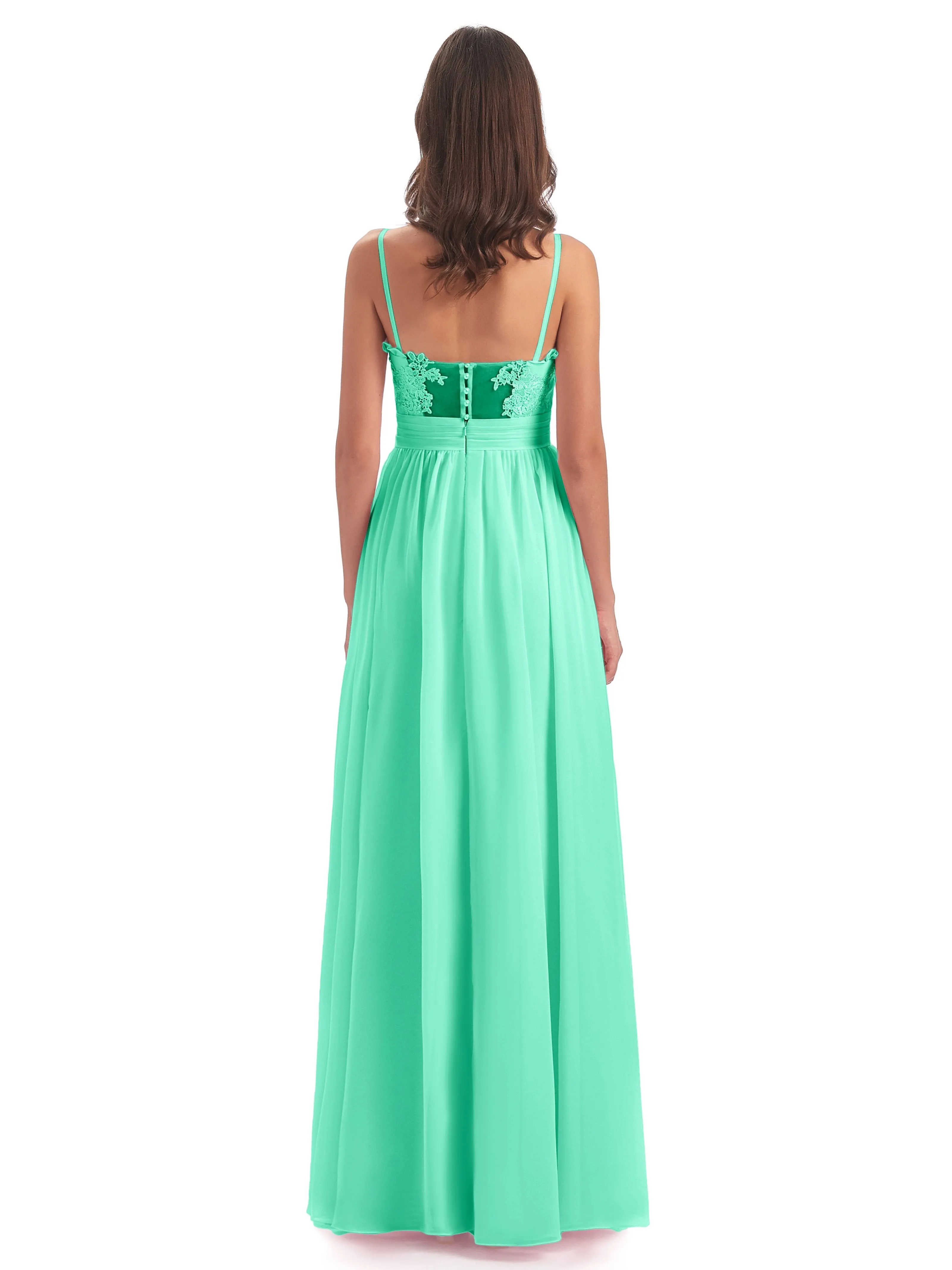 Lola Simple A-line Spaghetti Straps Long Bridesmaid Dresses