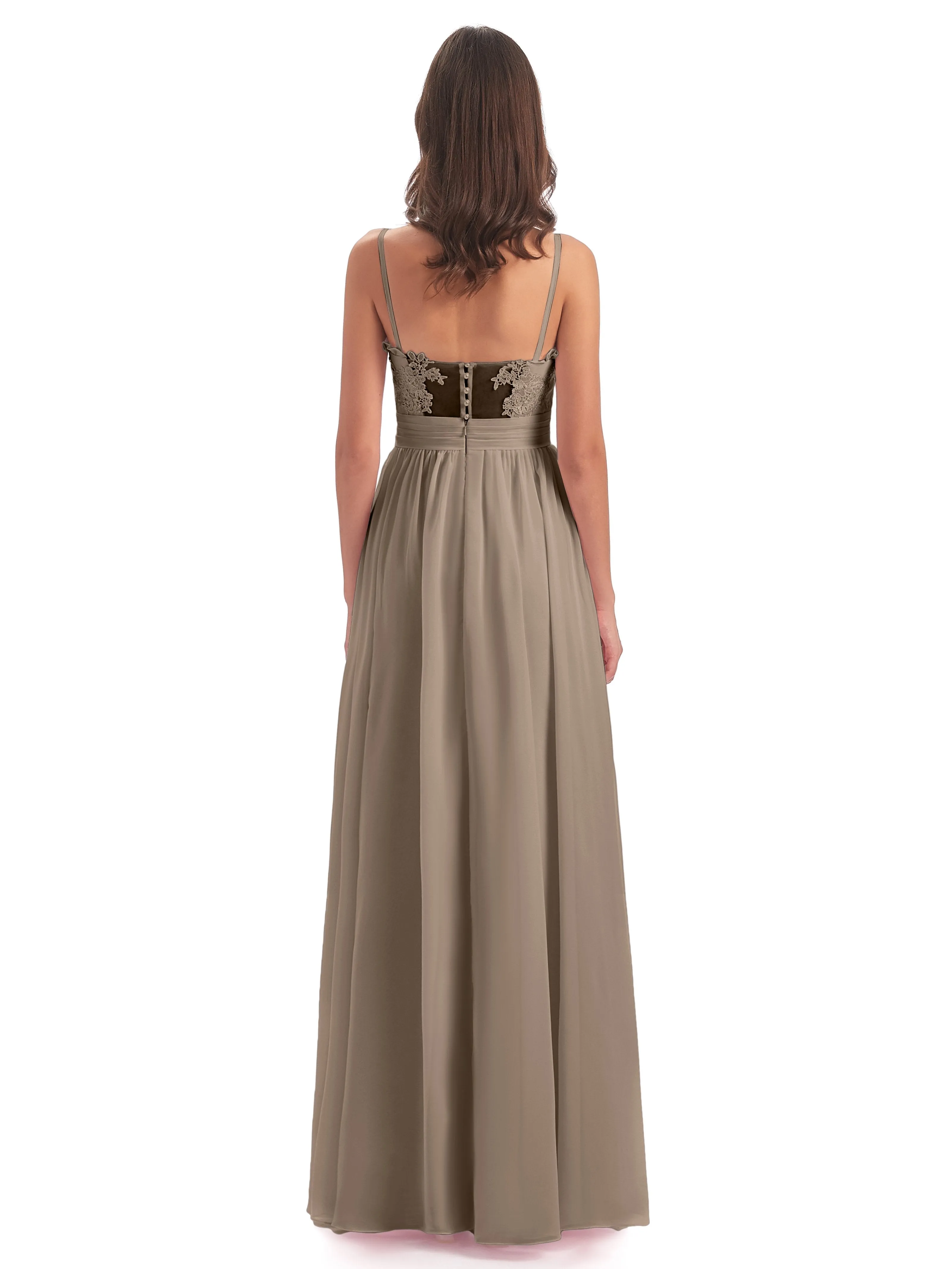 Lola Simple A-line Spaghetti Straps Long Bridesmaid Dresses