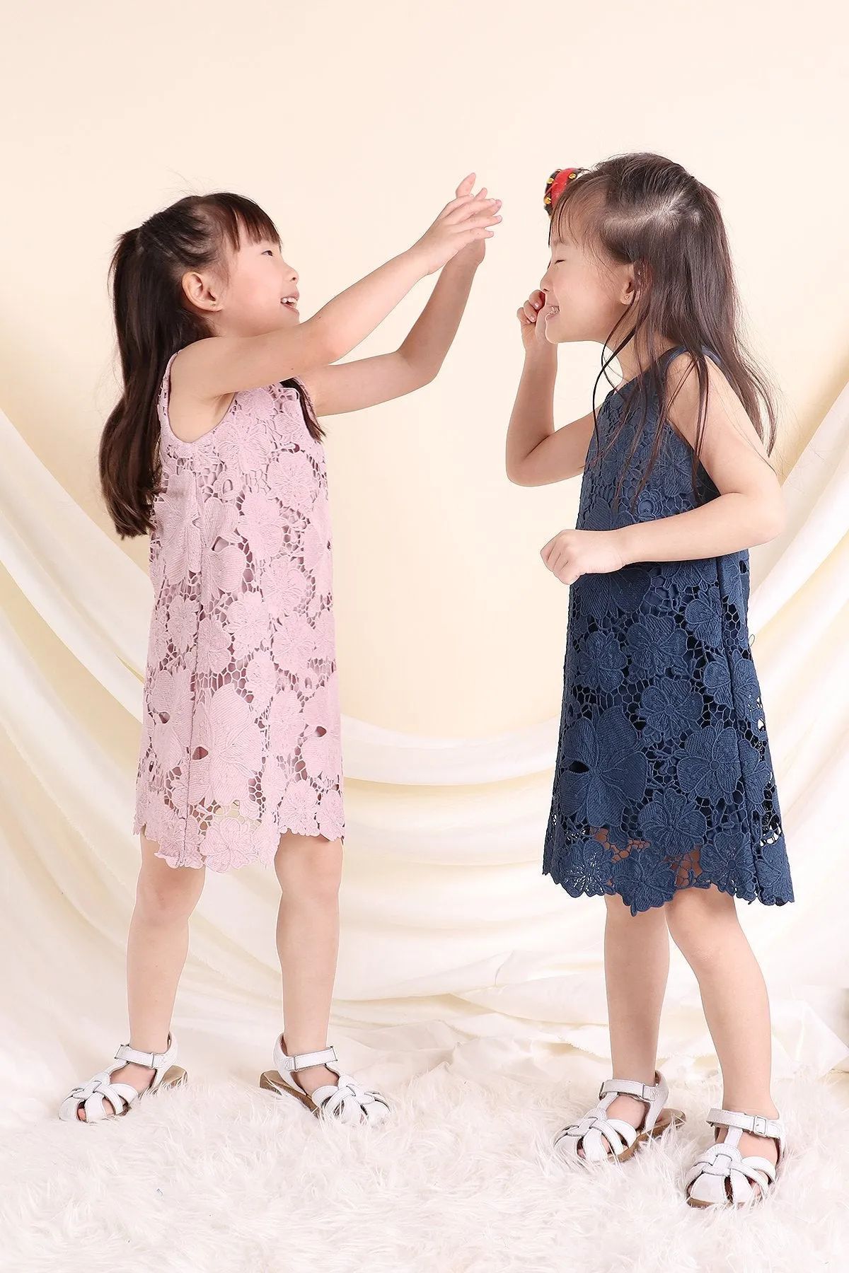 MADEBYNM NM KIDS CIRILLA CROCHET SHIFT DRESS IN VICTORIAN BLUE [12M/18M/2Y/3Y/4Y/5Y/6Y]