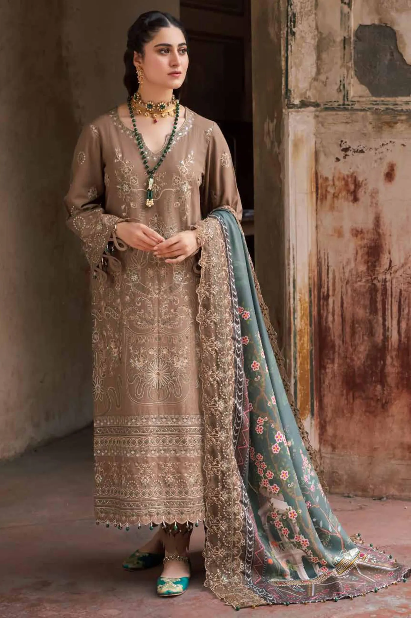 Maya by Nureh Unstitched 3 Piece Embroidered Khaddar Collection'2022-NW-71