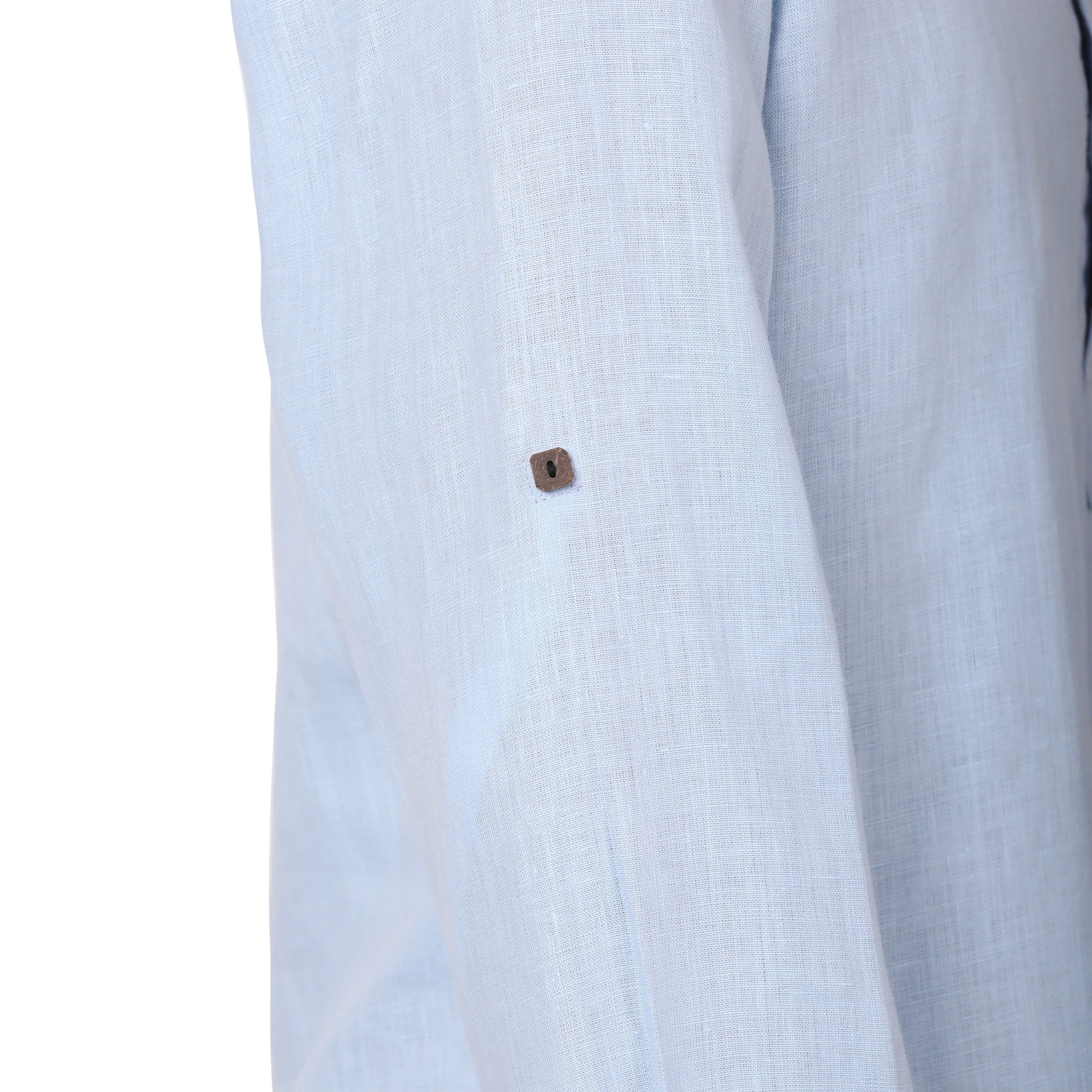 Men Solid Hemp Blue Kurta Shirt