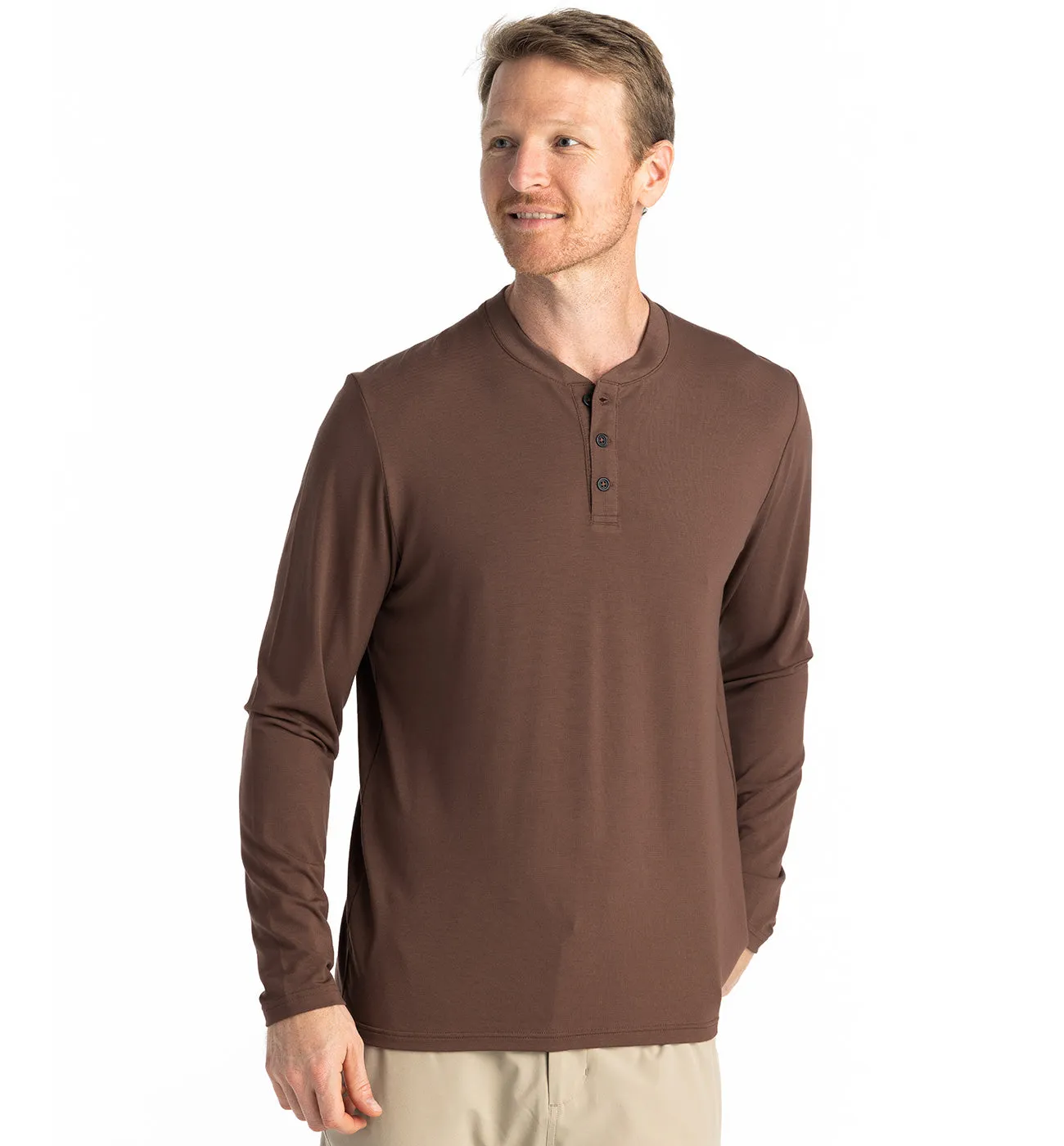 Men's Bamboo Flex Long Sleeve Henley - Mustang