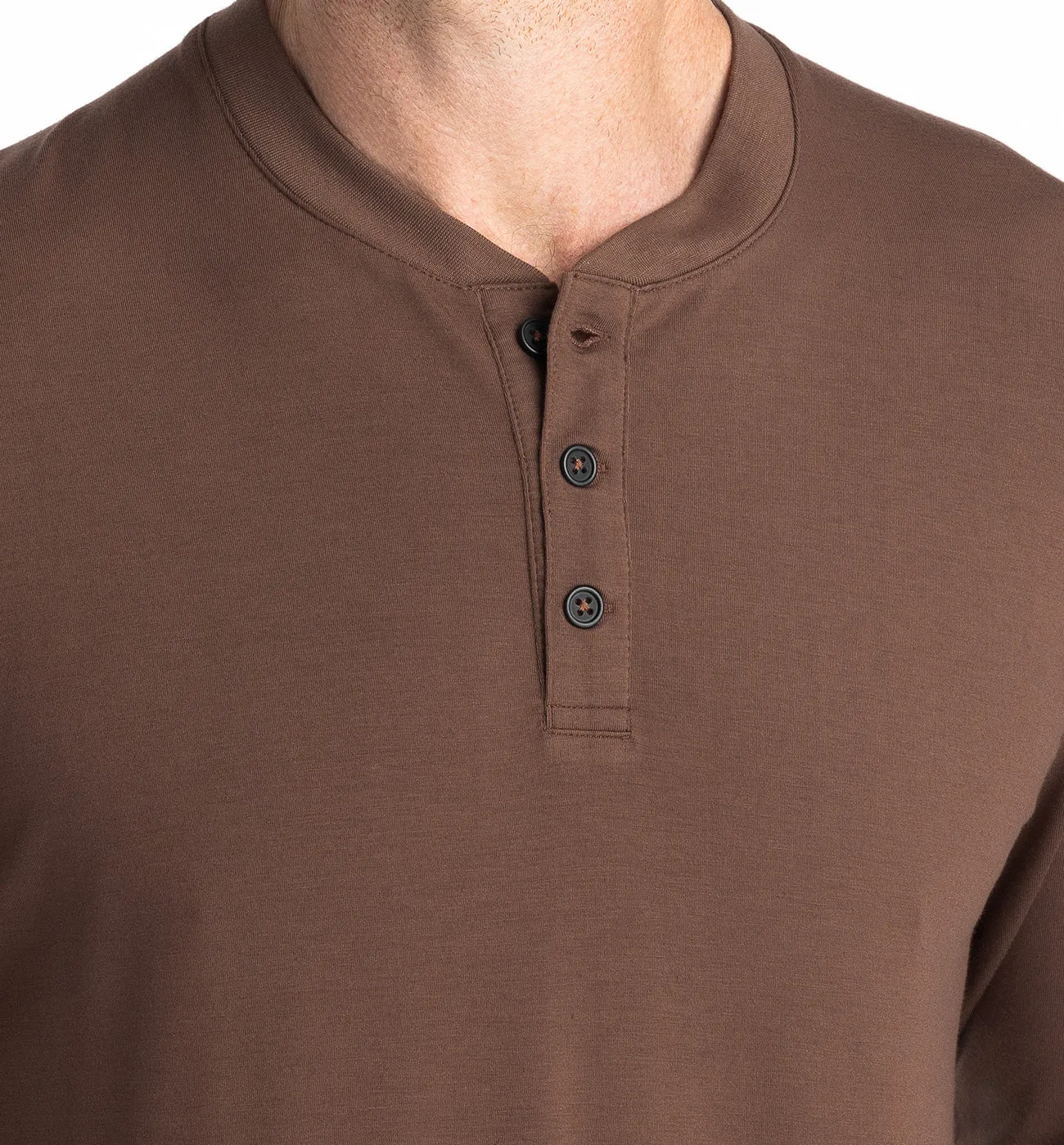 Men's Bamboo Flex Long Sleeve Henley - Mustang