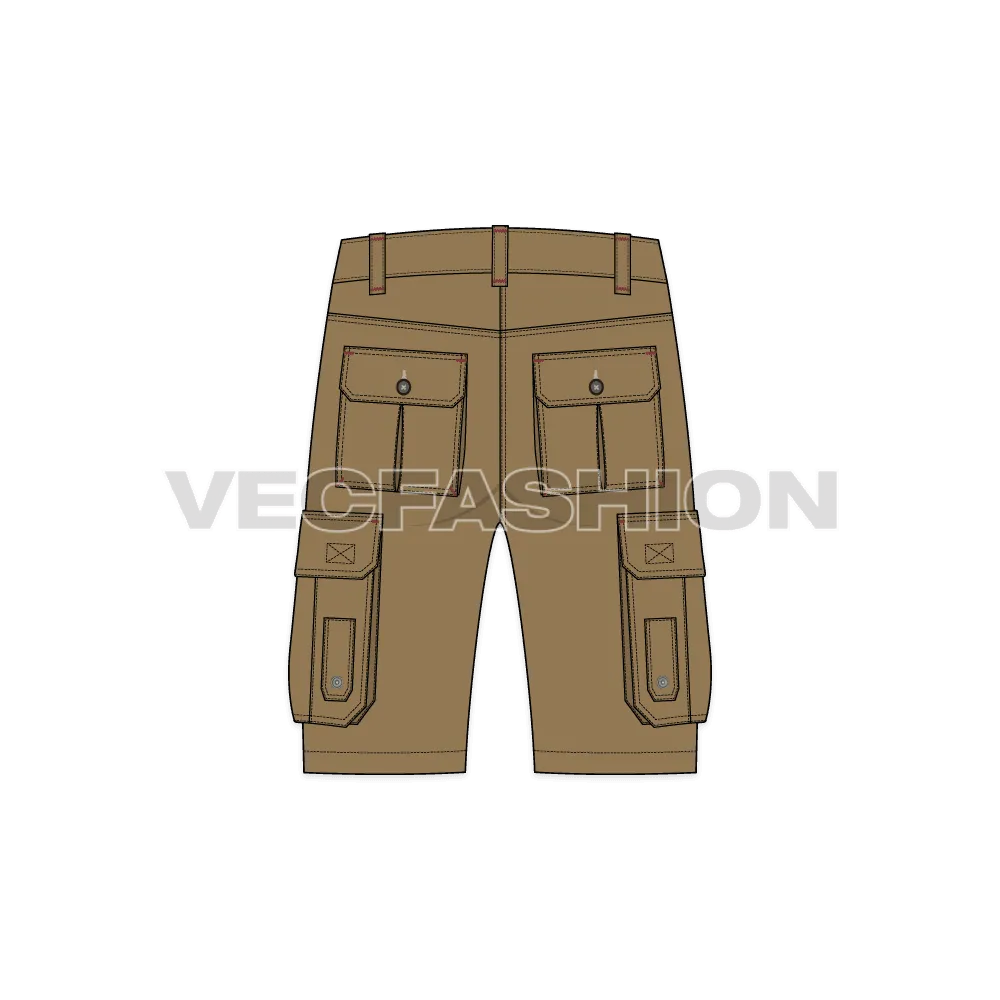 Mens Military Inspired Khaki Cargo Shorts