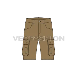 Mens Military Inspired Khaki Cargo Shorts