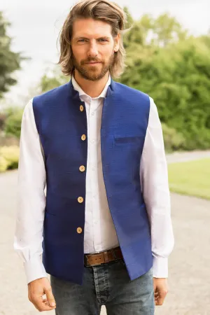 Mens Nehru Waistcoat in Midnight Blue