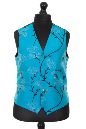 Mens Waistcoat in Brilliant Turquoise