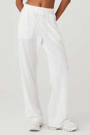 Mesh All-Star Wide Leg Pant - White