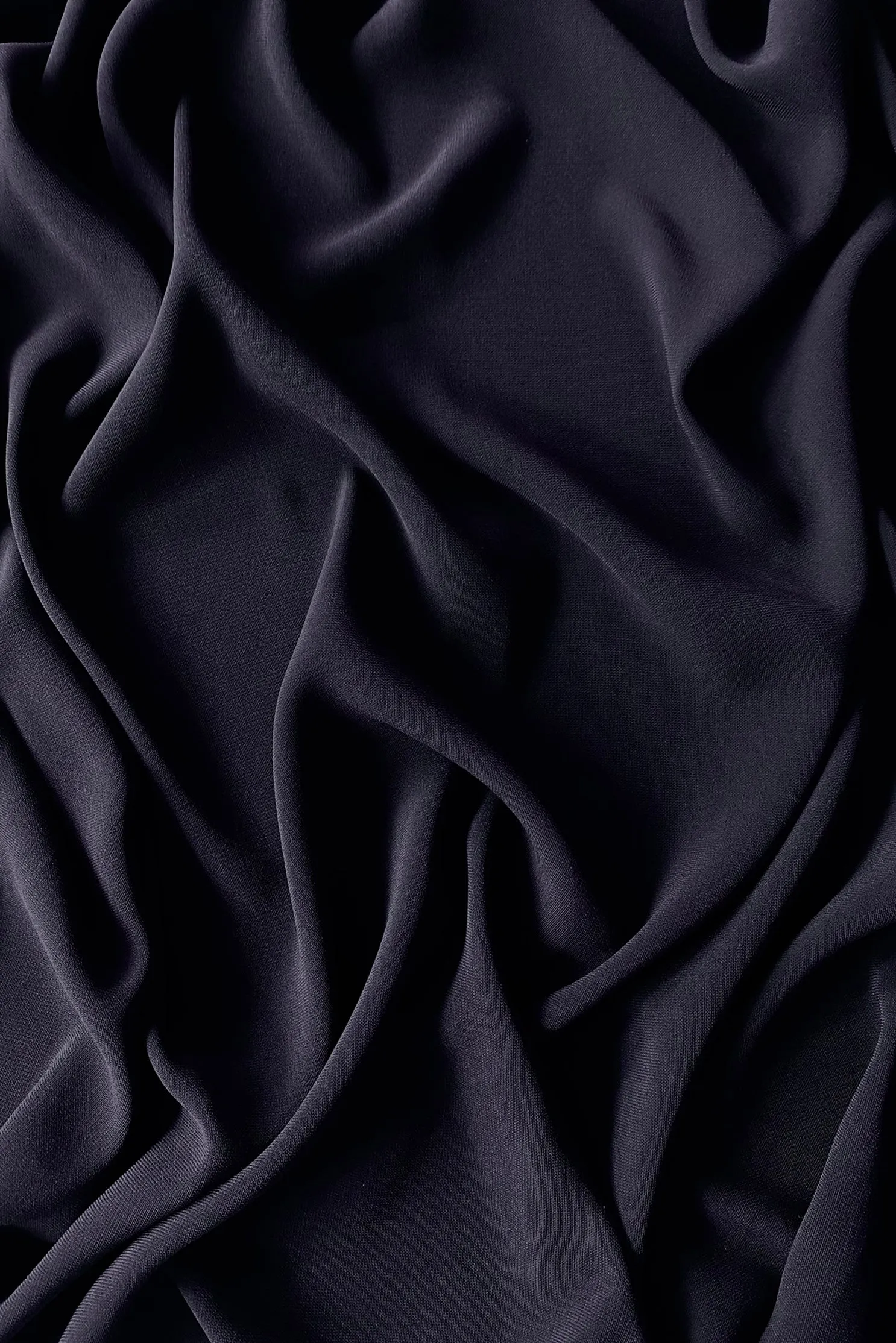 Midnight Triacetate Lightweight Matte Crepe