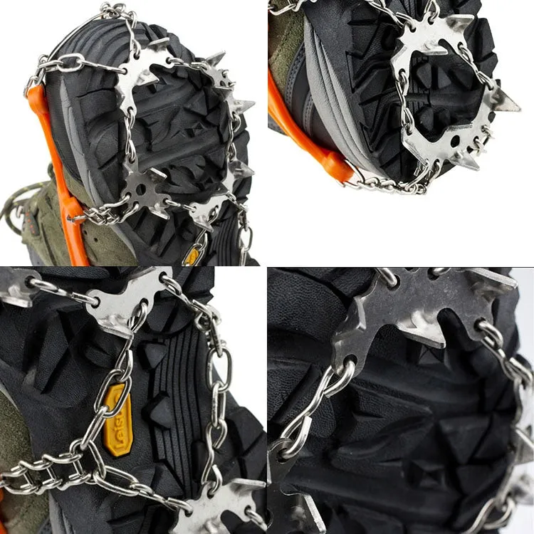 One Pair 19 Teeth Anti-Slip Ice Gripper Hiking Climbing Chain Shoes Covers, Size: M(Black)