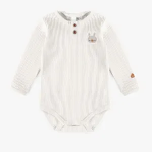 Organic Cotton Cream Henley Collar Bodysuit