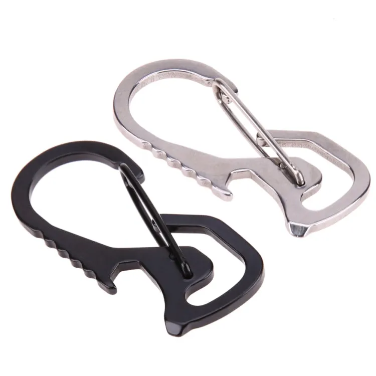 Outdoor Tools Carabiner  Hex Driver Bottle Opener Keychain Ring Climbing Accessories(Black)