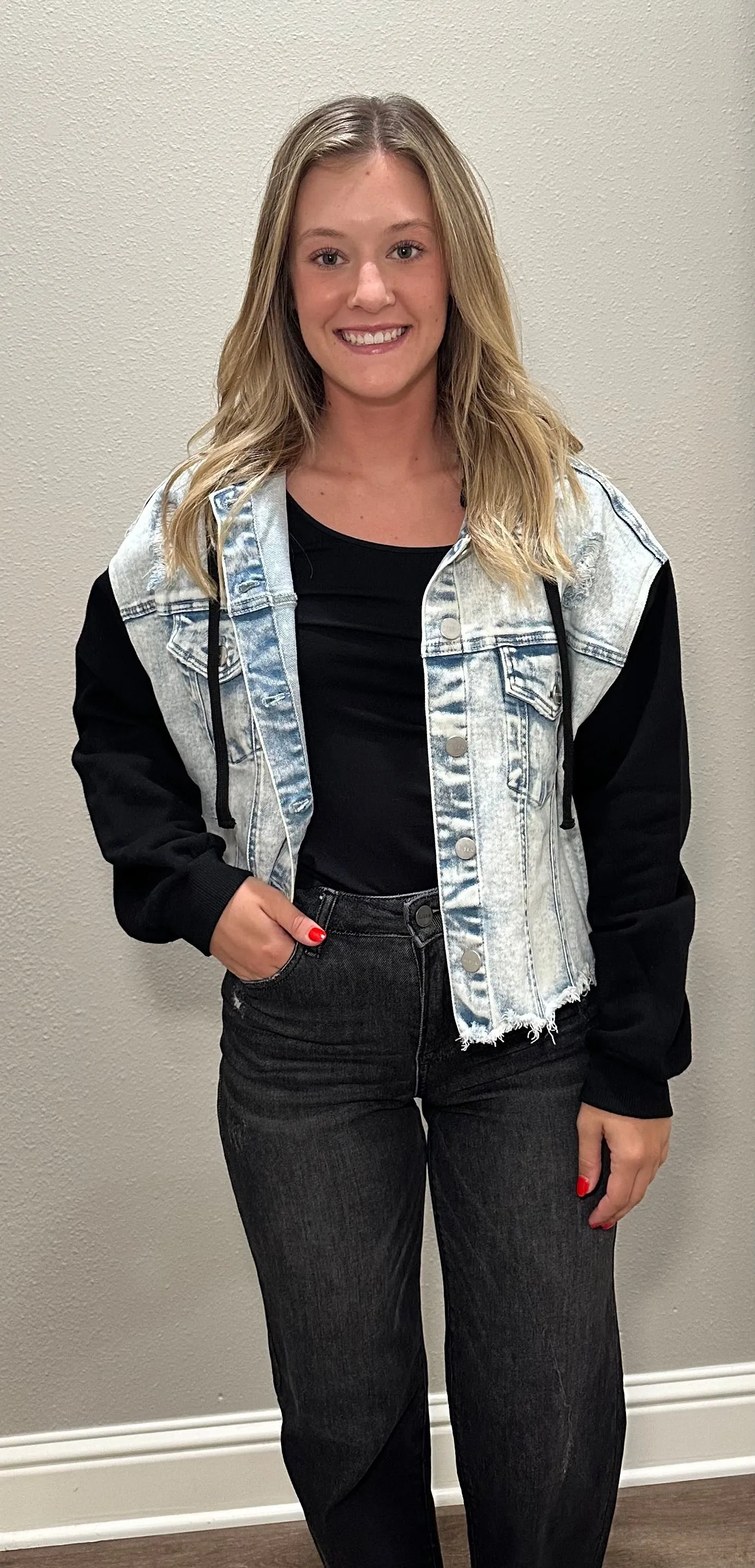 Oversized Denim Jacket w/ Hoodie