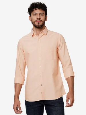 Peach Solid Slim Fit Casual Shirt | JadeBlue