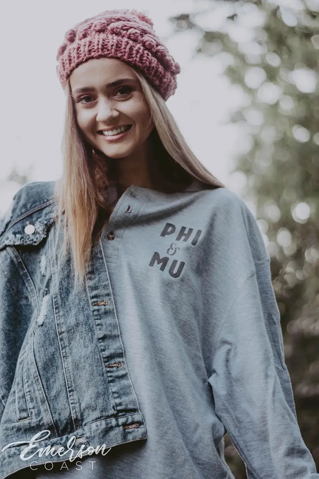 Phi Mu PR Thermal Long Sleeve Henley