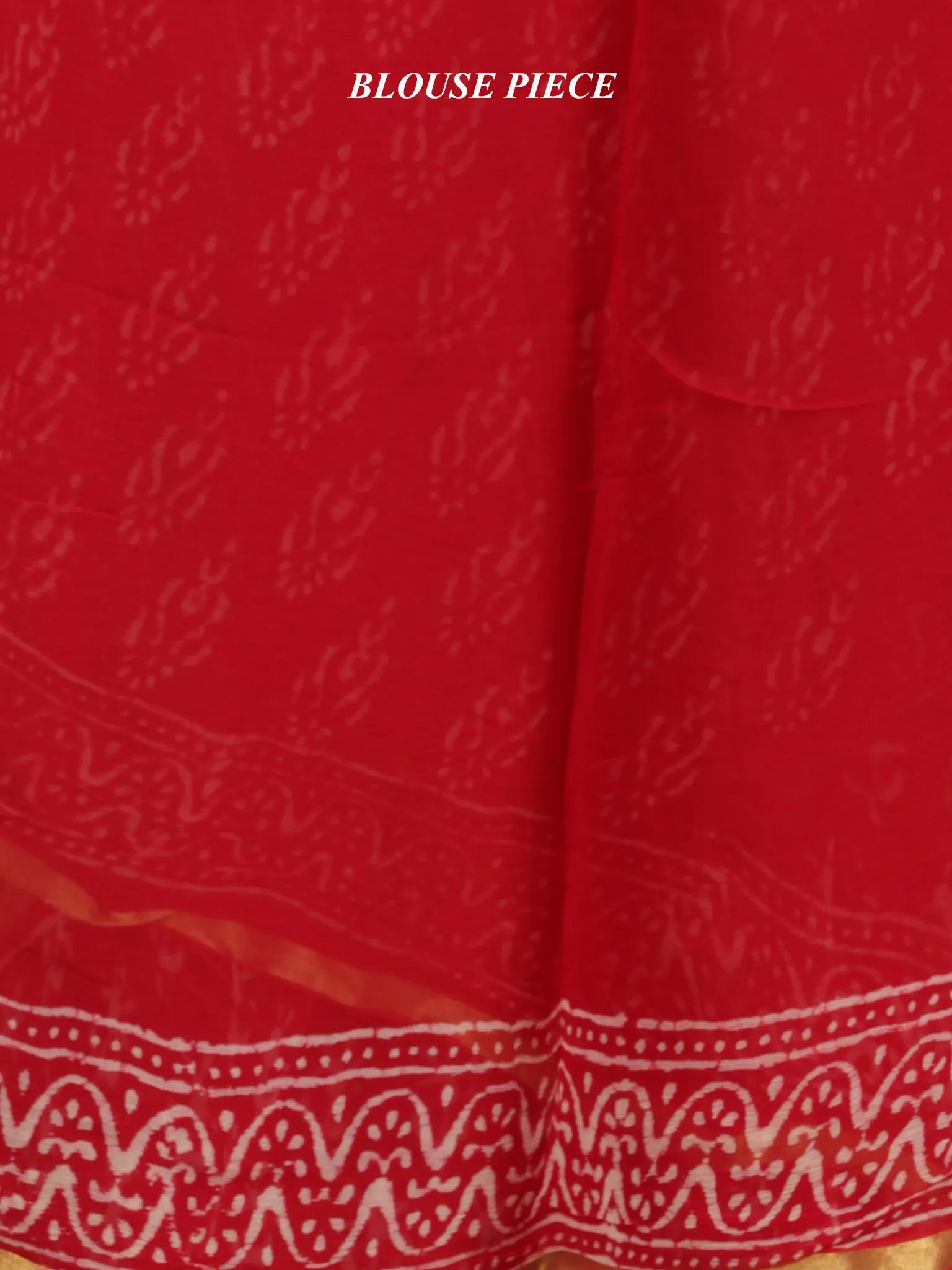 Red OffWhite Hand Block Printed Chiffon Saree With Zari Border - S031704705