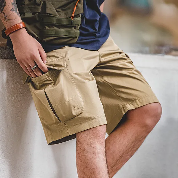 Retro Big Pockets M65 Cargo Shorts in Khaki