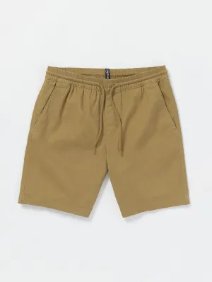 Road Trip Elastic Waist Stretch Shorts - Dark Khaki