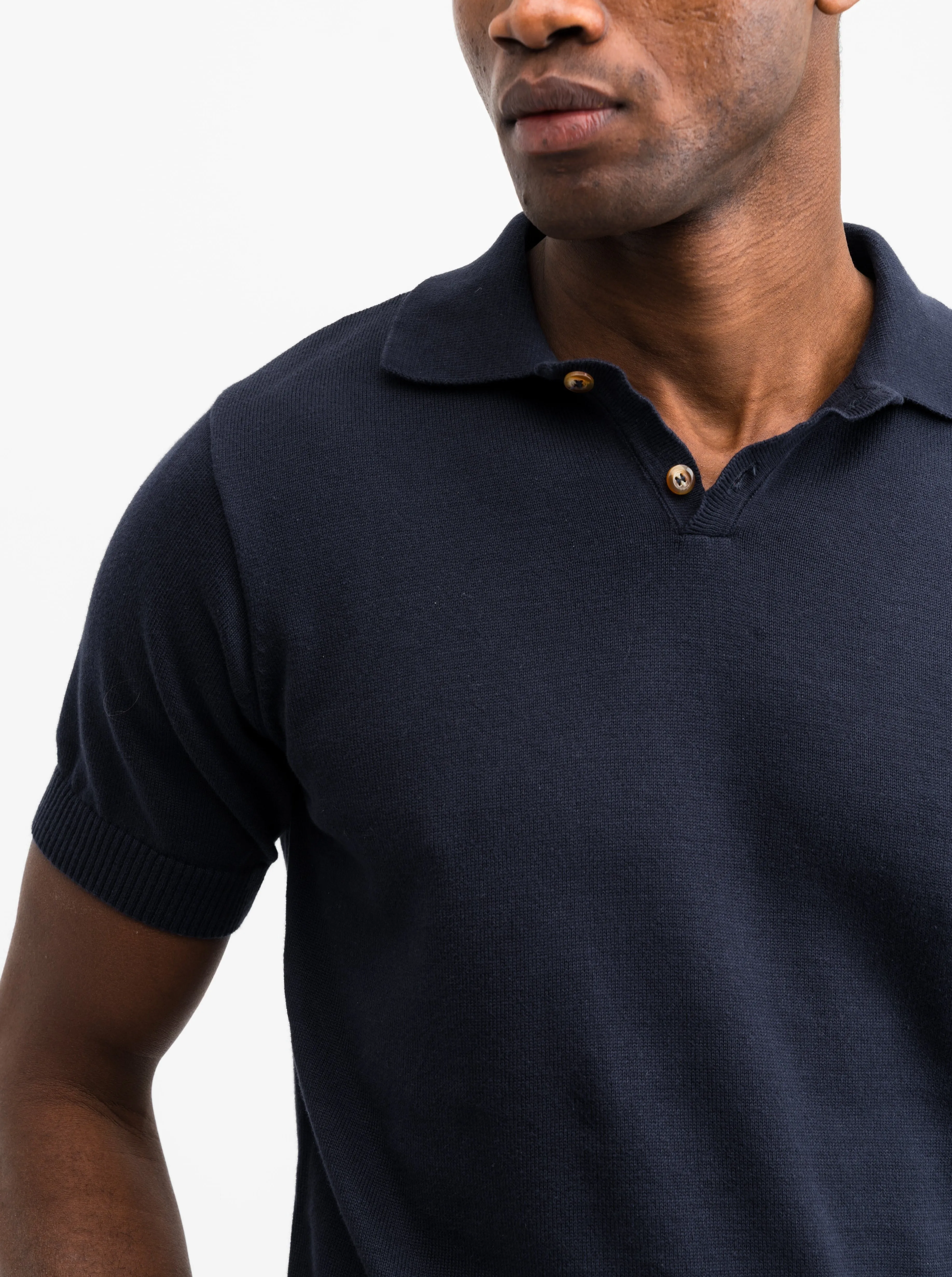 Short Sleeve Knit polo Dark blue