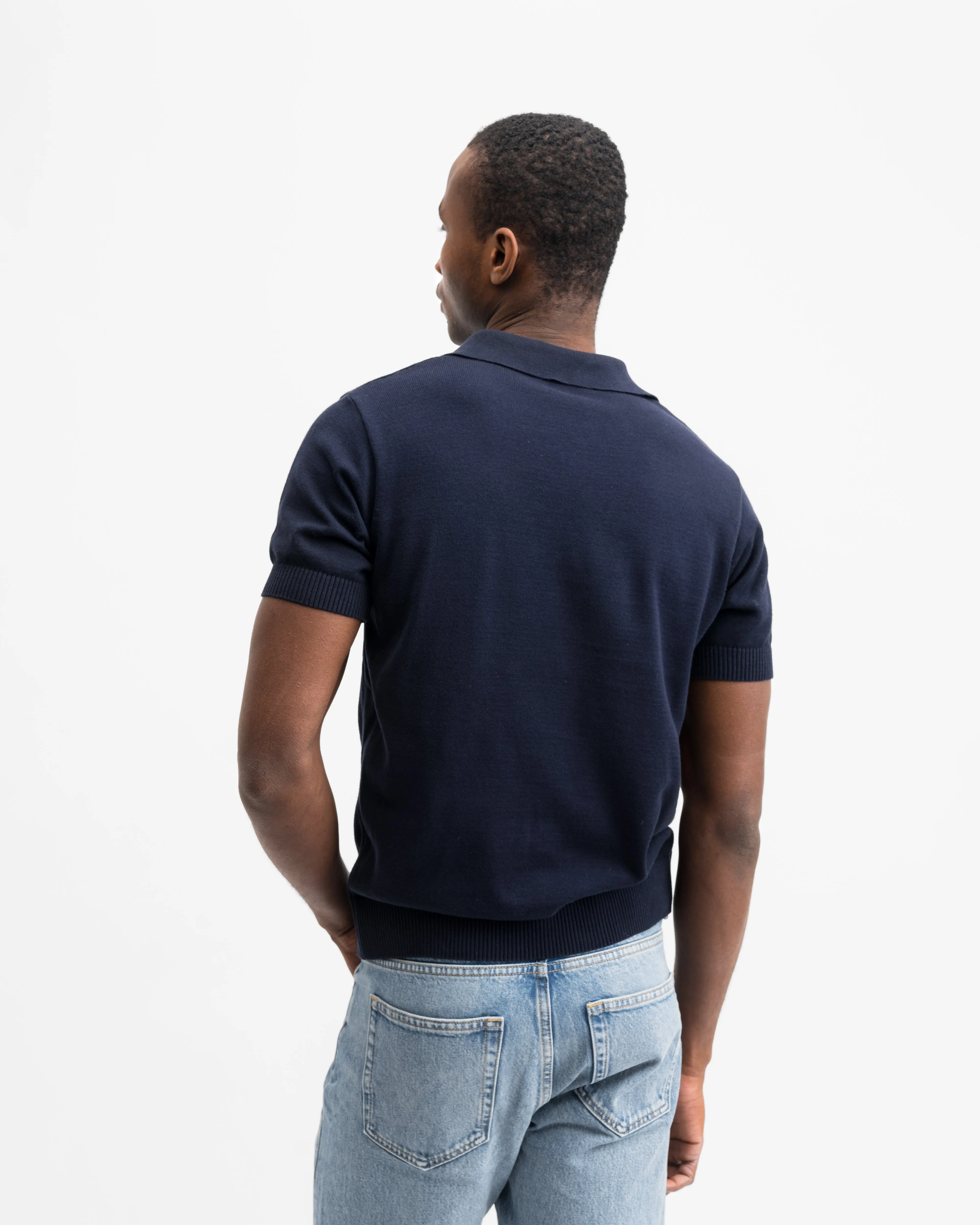 Short Sleeve Knit polo Dark blue