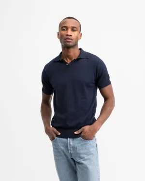 Short Sleeve Knit polo Dark blue