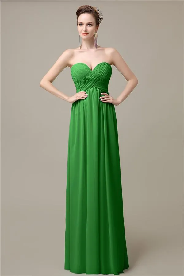 Simple A-line Sweetheart Chiffon Floor-Length Long Bridesmaid Dresses