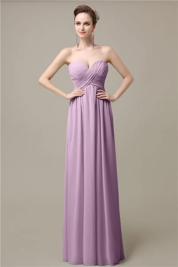 Simple A-line Sweetheart Chiffon Floor-Length Long Bridesmaid Dresses