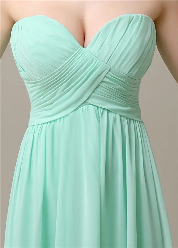 Simple A-line Sweetheart Chiffon Floor-Length Long Bridesmaid Dresses