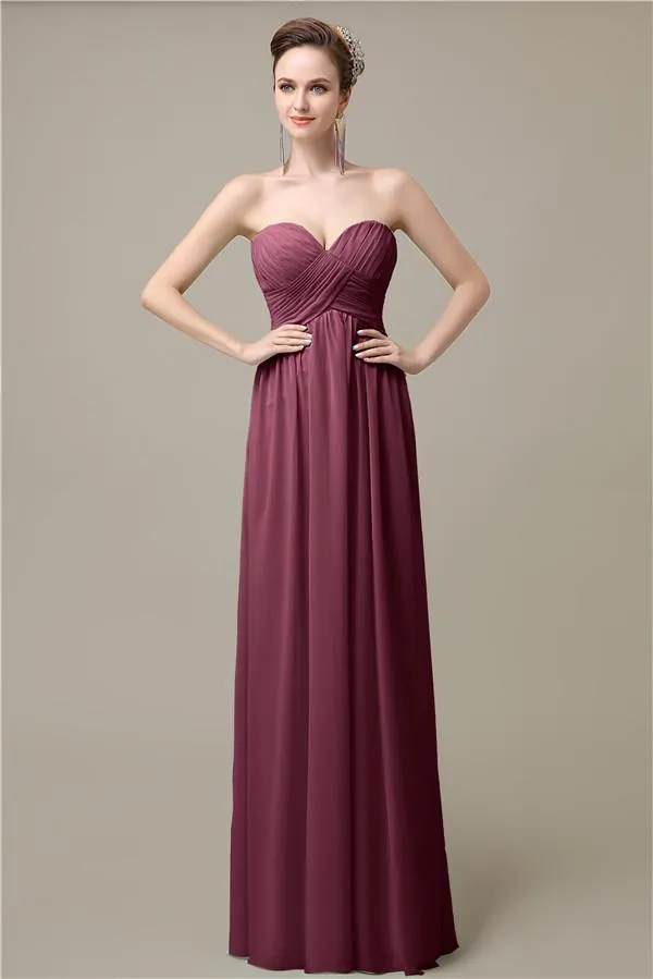 Simple A-line Sweetheart Chiffon Floor-Length Long Bridesmaid Dresses