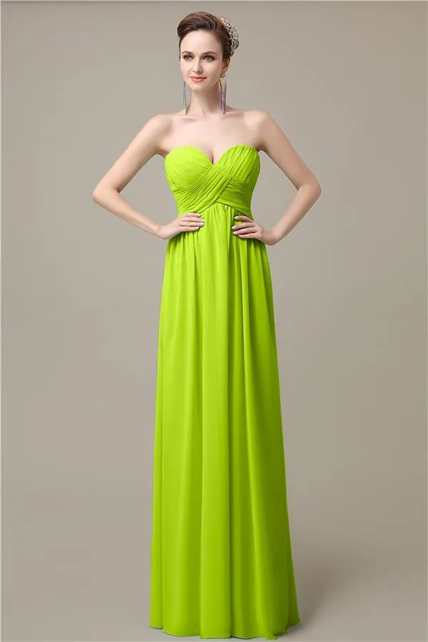 Simple A-line Sweetheart Chiffon Floor-Length Long Bridesmaid Dresses