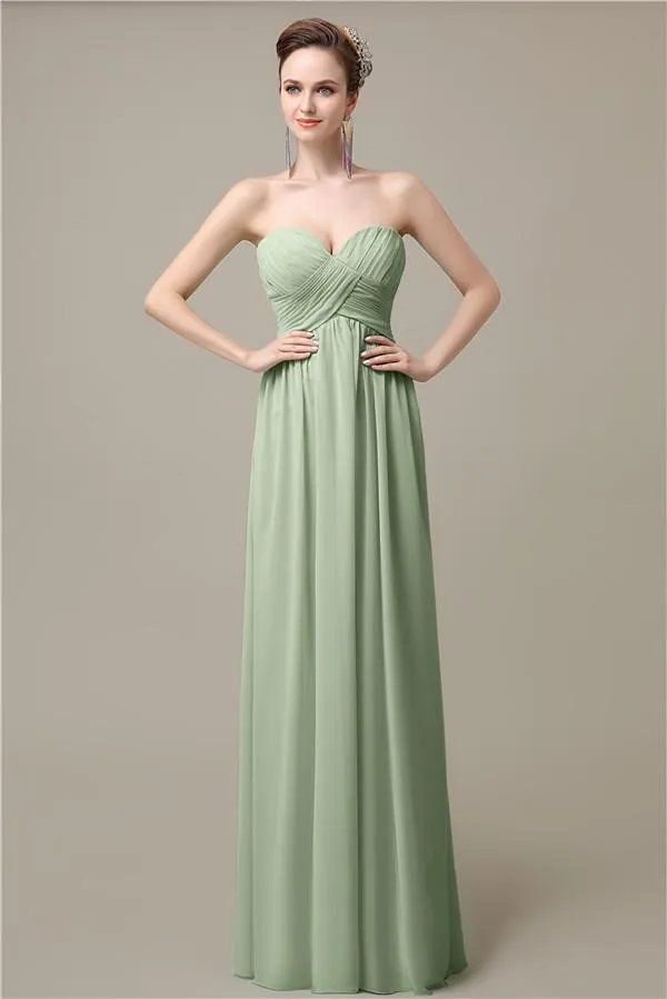 Simple A-line Sweetheart Chiffon Floor-Length Long Bridesmaid Dresses