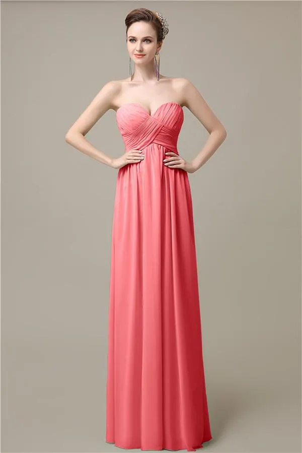 Simple A-line Sweetheart Chiffon Floor-Length Long Bridesmaid Dresses