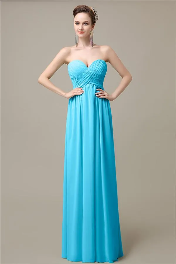 Simple A-line Sweetheart Chiffon Floor-Length Long Bridesmaid Dresses