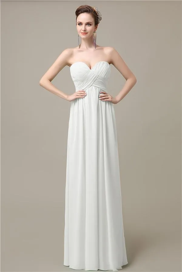 Simple A-line Sweetheart Chiffon Floor-Length Long Bridesmaid Dresses