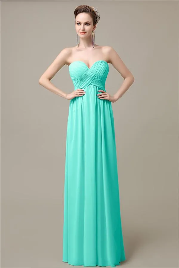 Simple A-line Sweetheart Chiffon Floor-Length Long Bridesmaid Dresses