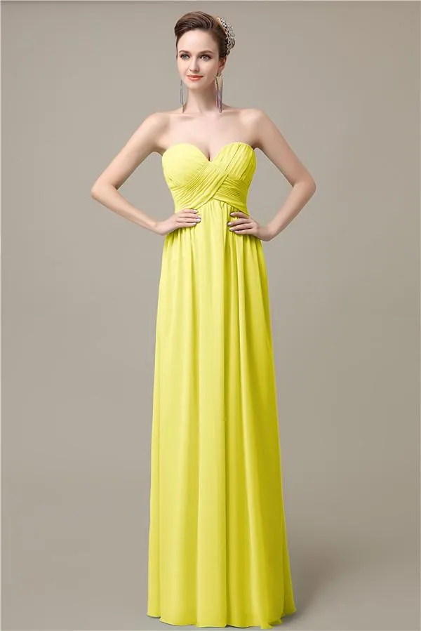 Simple A-line Sweetheart Chiffon Floor-Length Long Bridesmaid Dresses