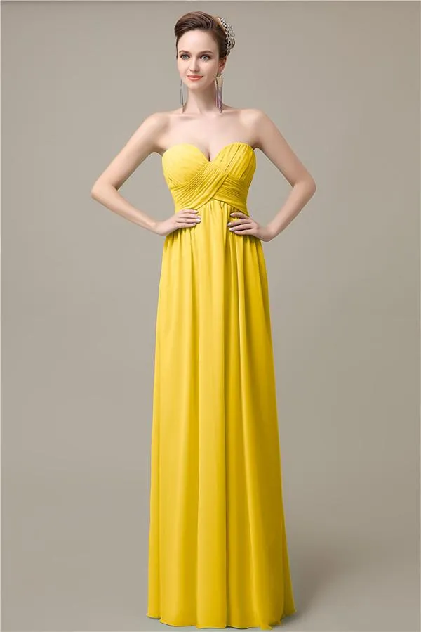 Simple A-line Sweetheart Chiffon Floor-Length Long Bridesmaid Dresses