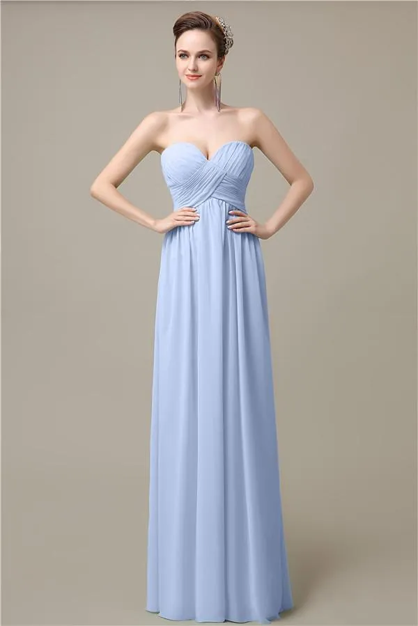 Simple A-line Sweetheart Chiffon Floor-Length Long Bridesmaid Dresses