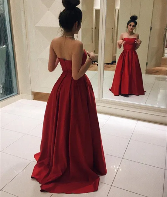 Simple Fluffy Red Prom Dresses, Red Formal Dresses, Red Evening Dresses