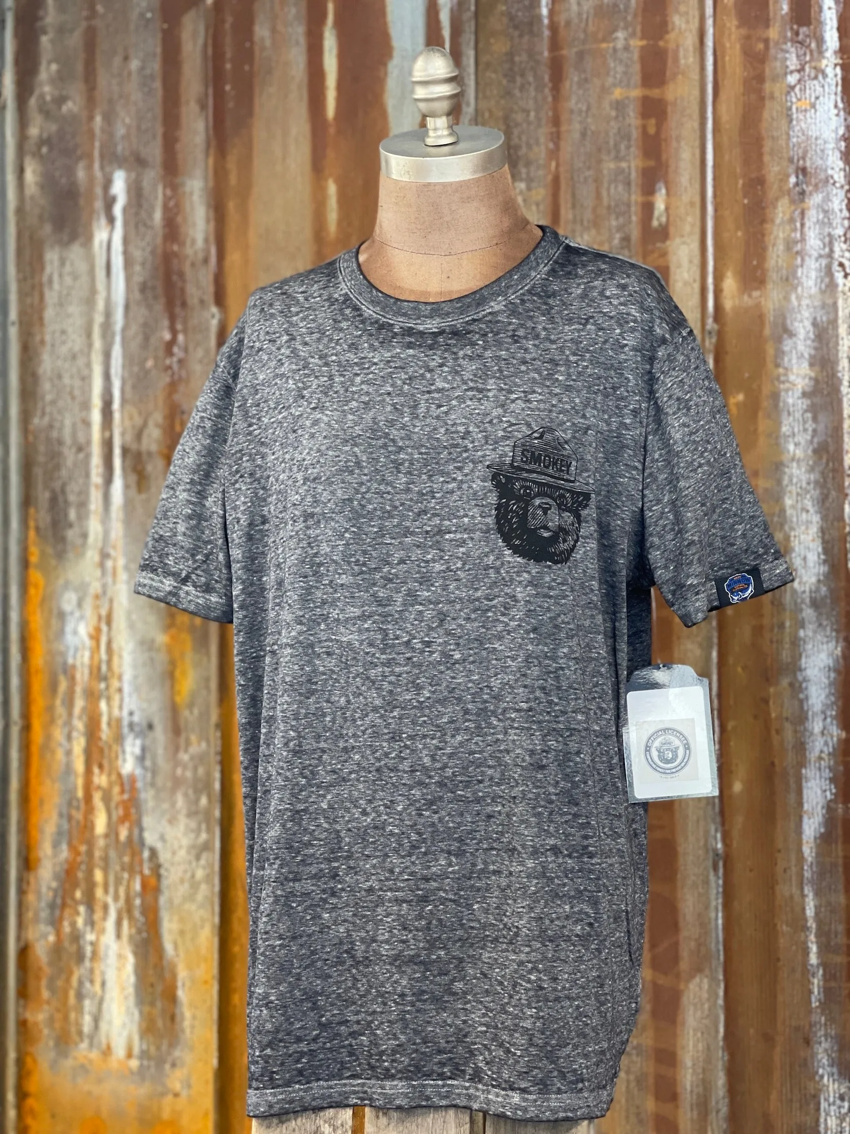 Smokey Bear Graphic LUXE Tee- Charcoal Grey