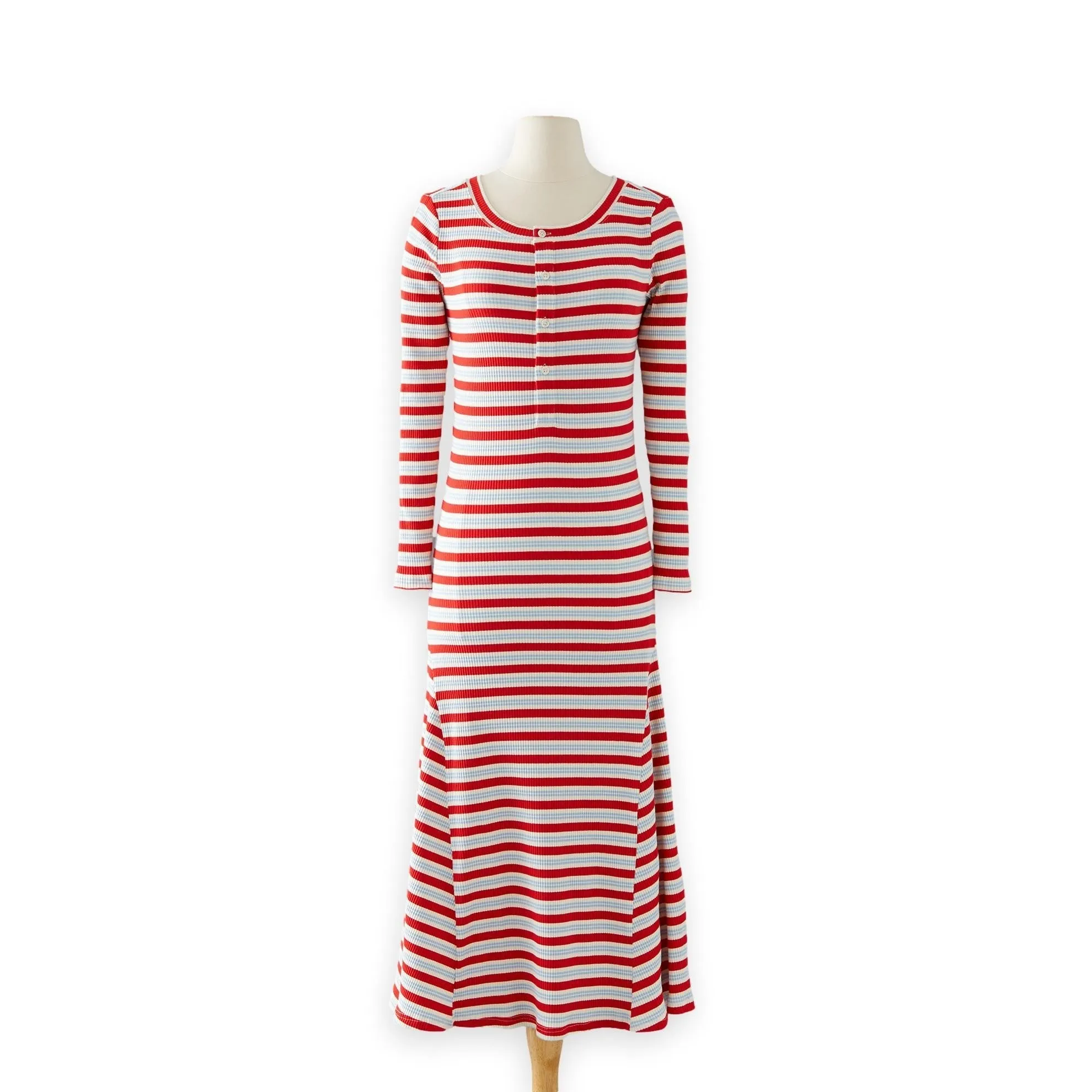 Striped Henley Knit Dress