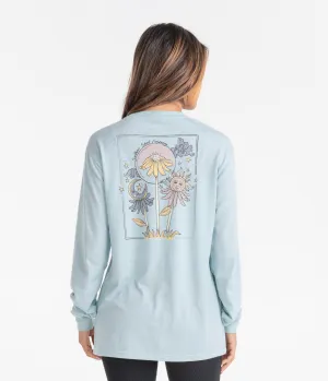 Sun and Stars Floral Tee LS - Winter Sky