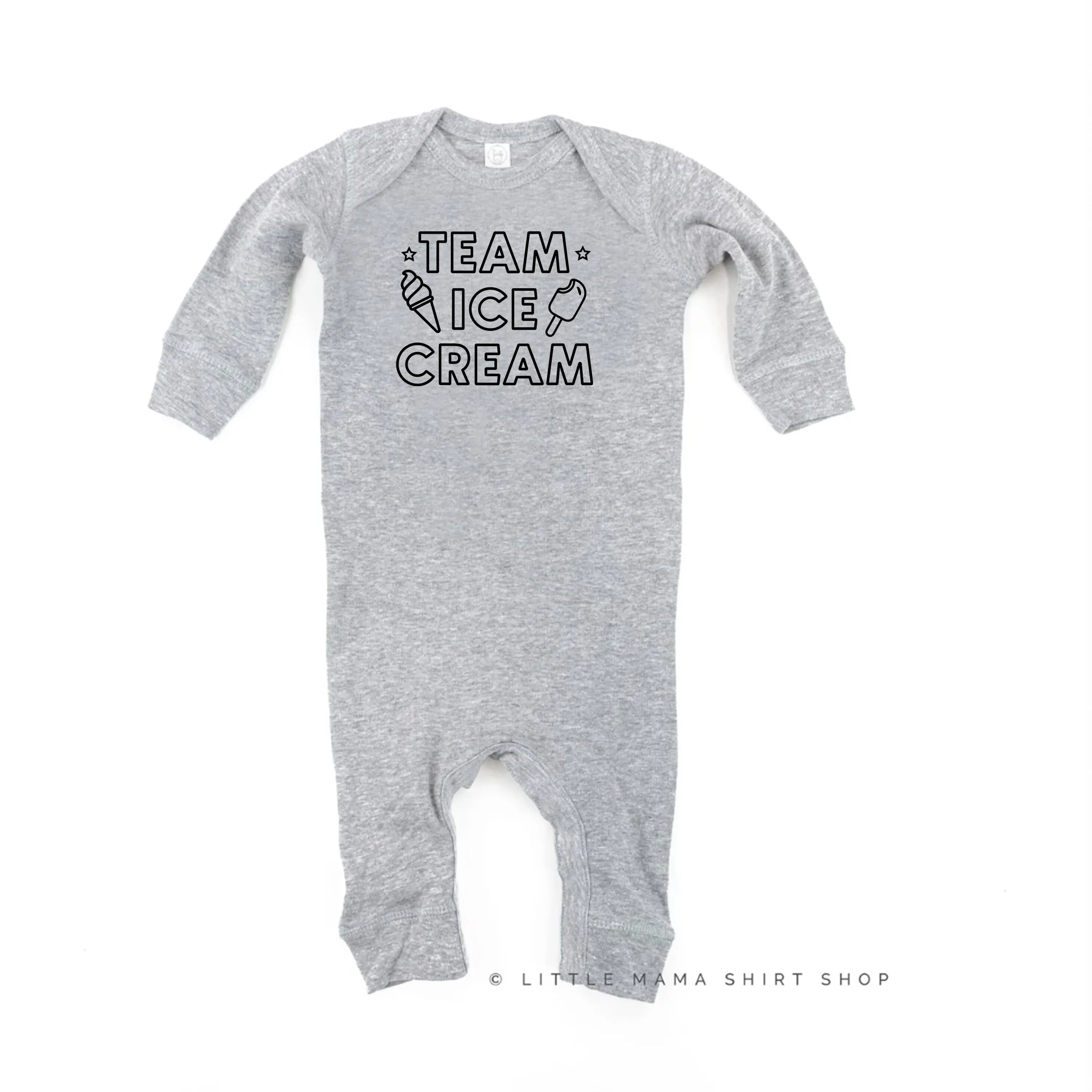 TEAM ICE CREAM - Single Cone on Back - One Piece Baby Sleeper