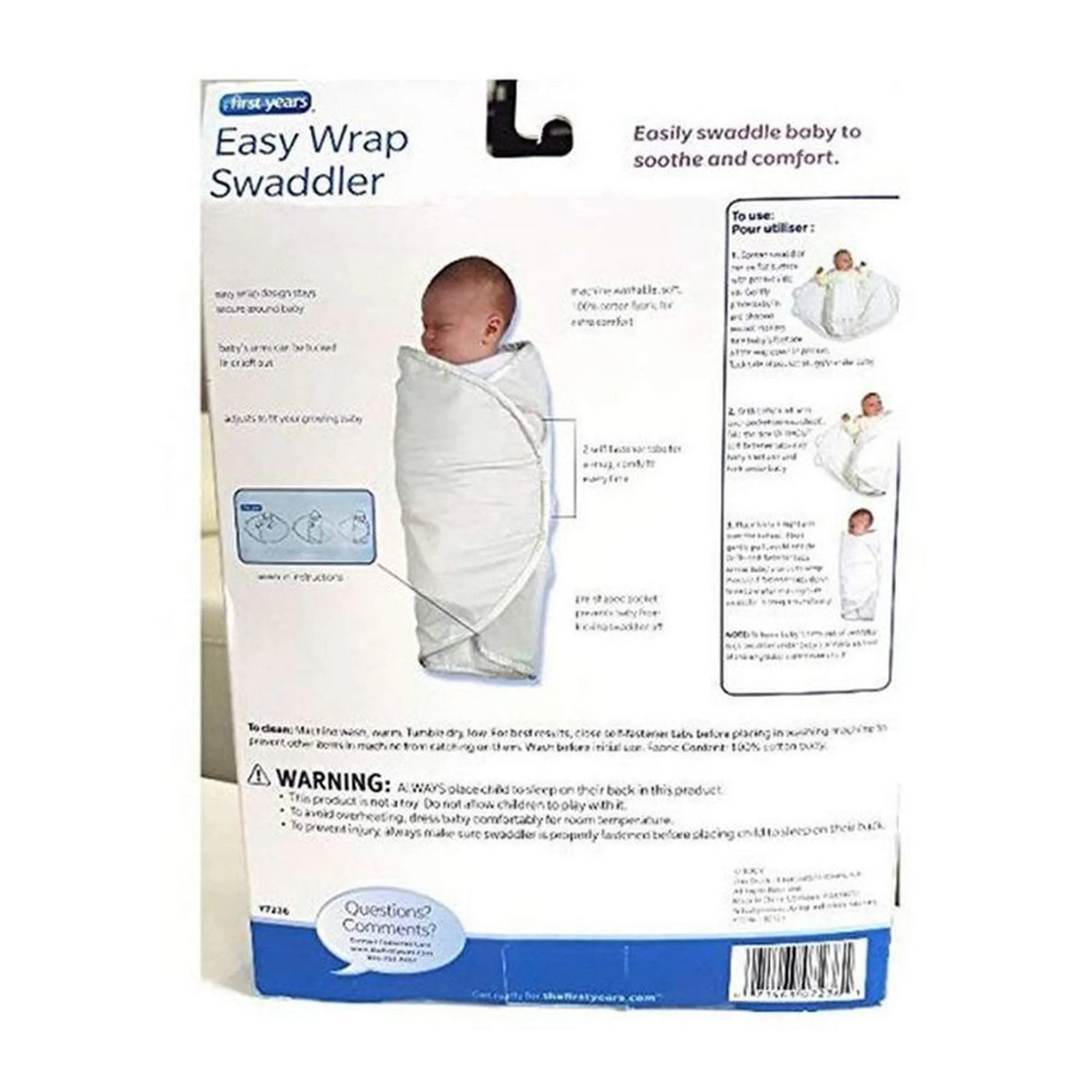 The First Years 2 Pk Swaddler Organic Cotton White || Birth  to 24months