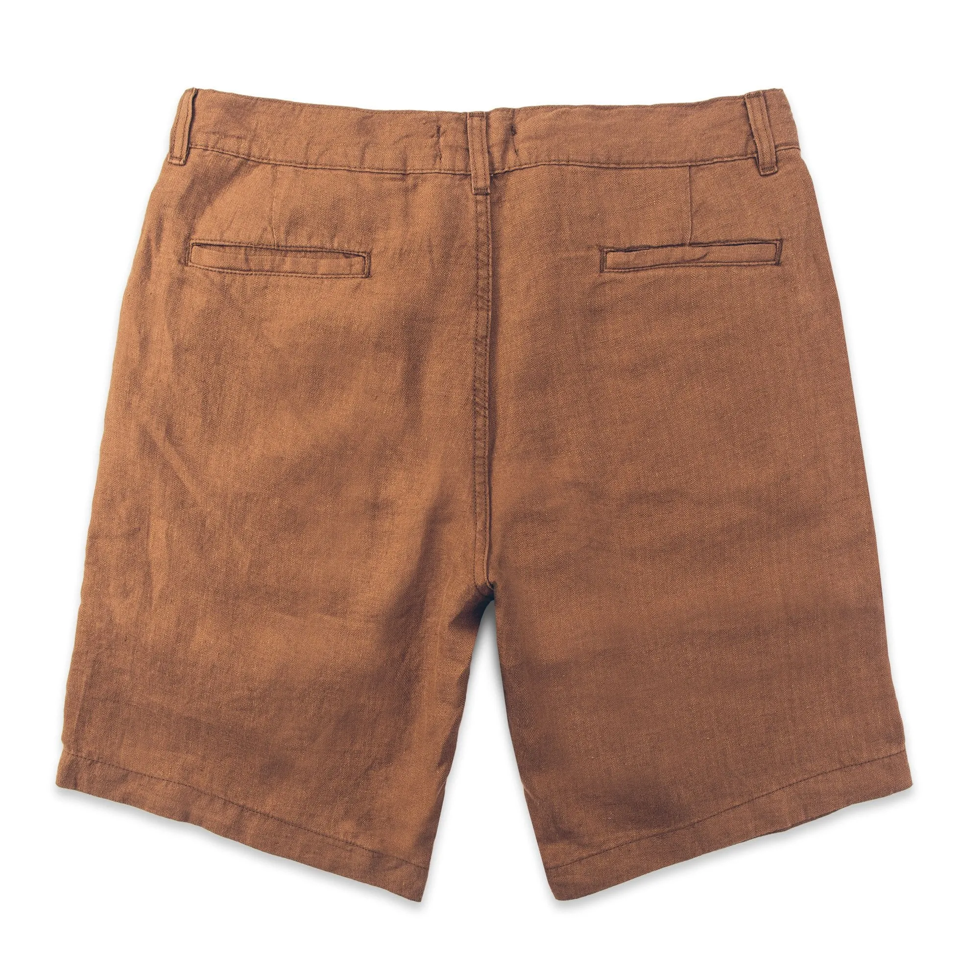 The Maritime Short in British Khaki Linen Herringbone