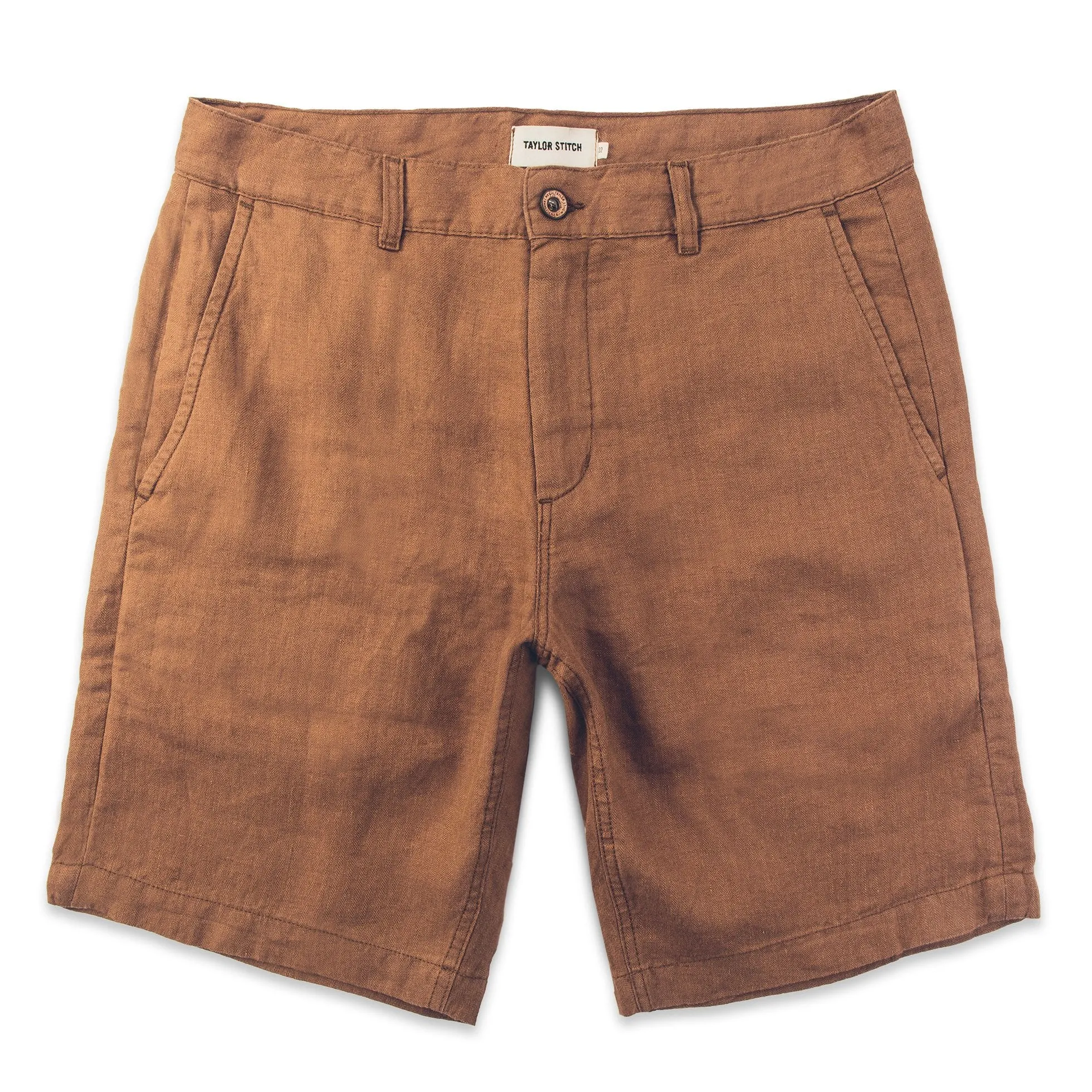 The Maritime Short in British Khaki Linen Herringbone