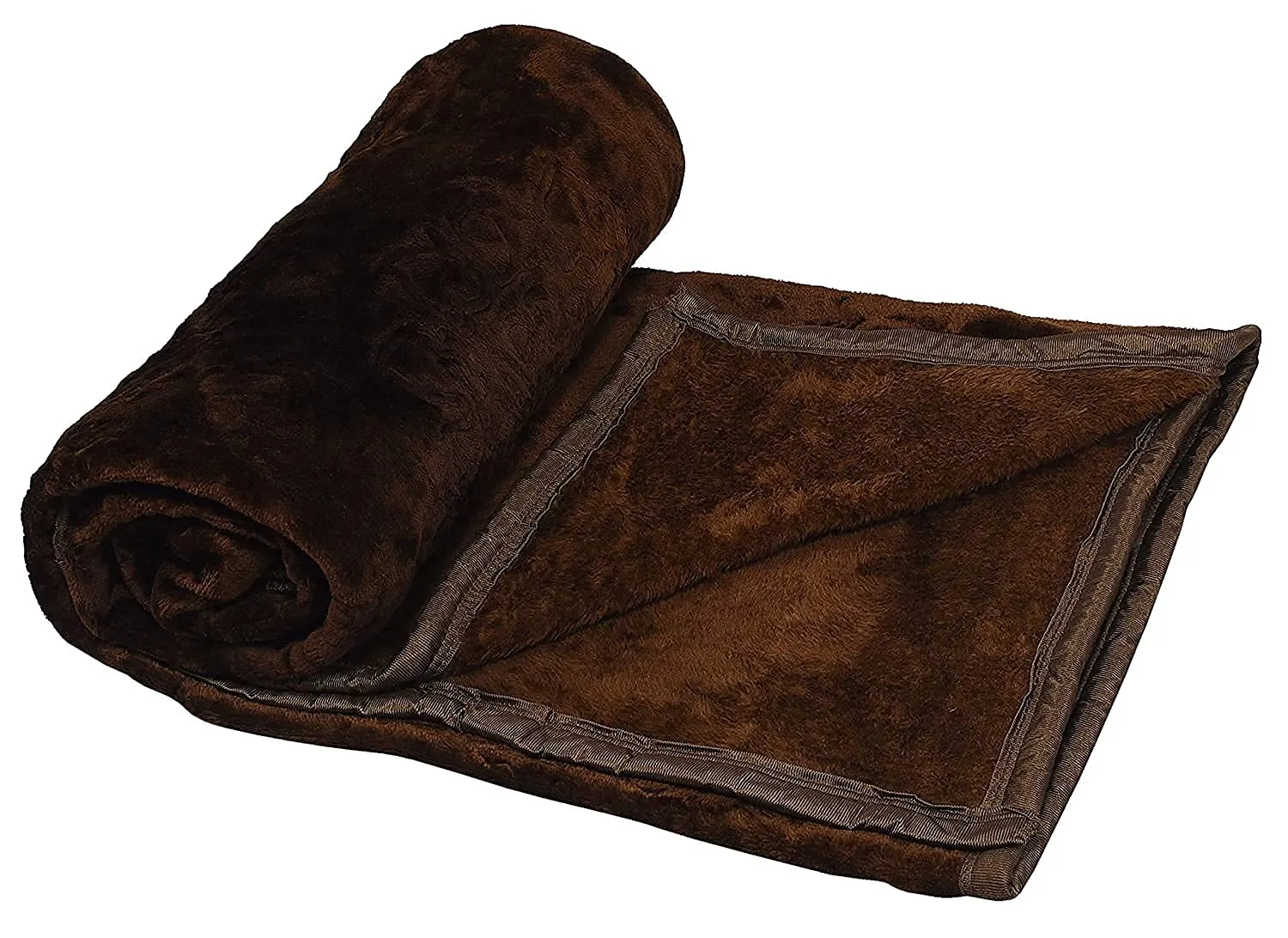 TUNDWAL'S Mink Blanket Soft Luxurious |Super Soft Light Weight Mink Blanket | Floral Embossed Design |Mink Blanket Double Bed for Winter-(Brown)-Pack of 1