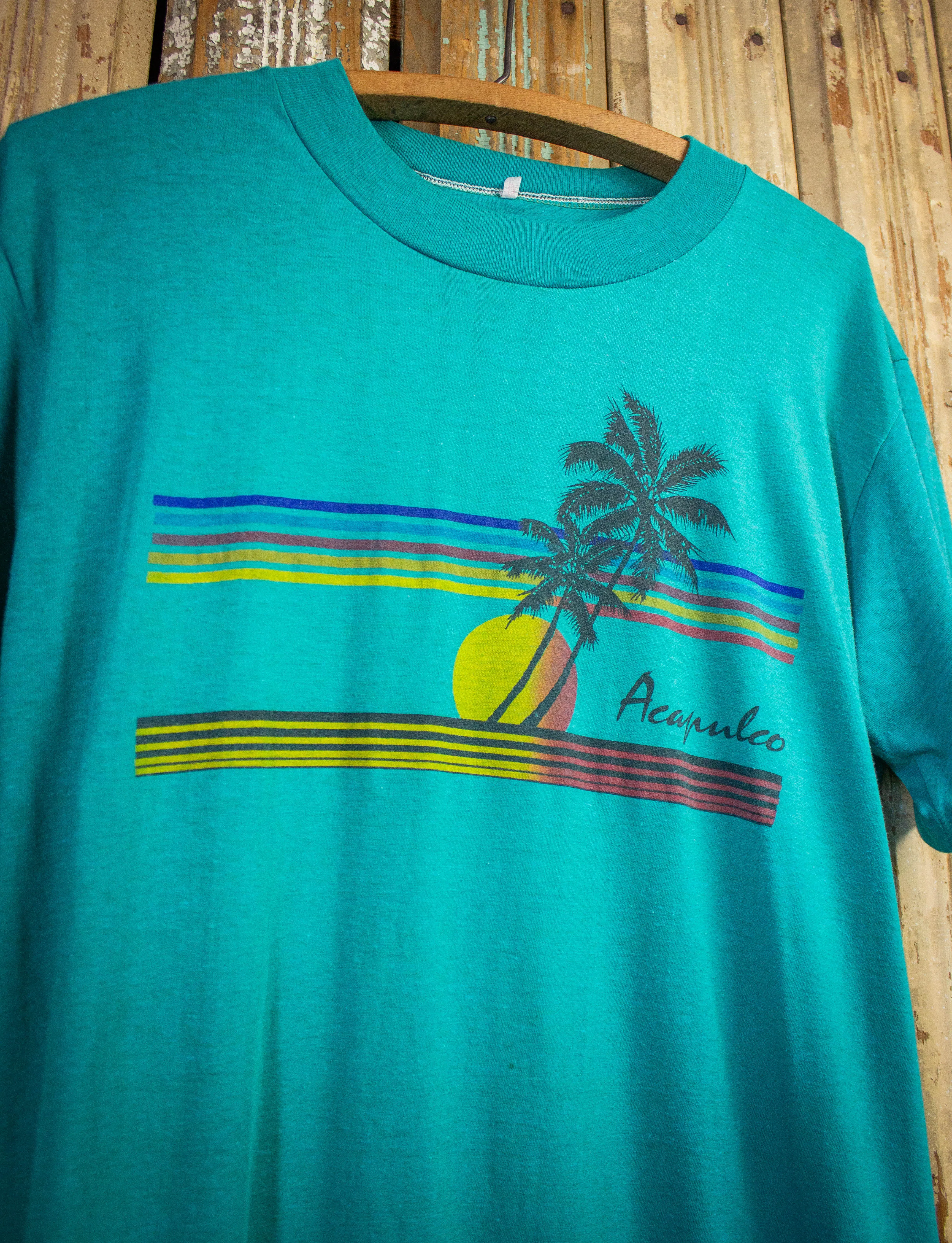 Vintage Acapulco Souvenir Graphic T Shirt Teal Large