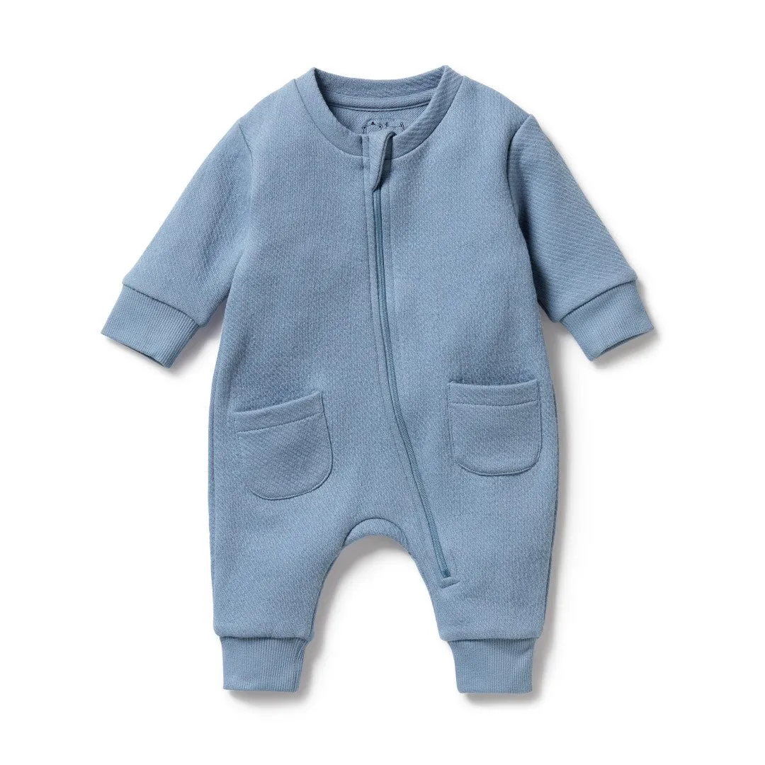 Wilson & Frenchy Storm Blue Organic Quilted Growsuit